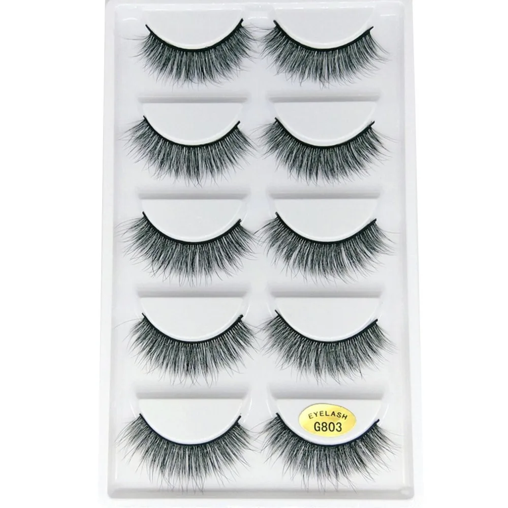 

5 Pairs/Set 3D Eye Lashes Reusable False Eyelashes Thick Extension Hand Made Craft Fake Eye Lashes for Women