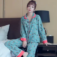 Весенняя повседневная женская пижама из хлопка с длинными рукавами, милые пижамы с героями мультфильмов, сохраняющие тепло, женская пижама Femme