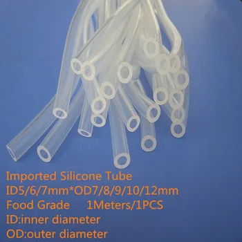 

1PCS 1Meters ST004 Imported Silicone Tube ID5/6/7mm*OD7/8/9/10/12mm Plumbing Hoses Food Grade Capillary pipe Transparent Hose