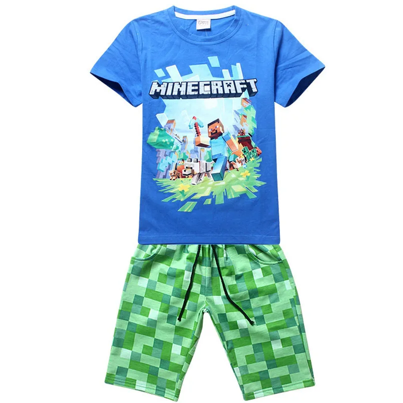 

Minecraft Baby Boy Clothing Set My world High quality Cotton Kids Clothes t shirt+pant Suit sets For Boy short Sleeve tee+short