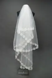 DressV Белый свадебная фата аппликация Край Тюль три вальс вуаль уровня с расческой Свадебные аксессуары Фата свадебная фата