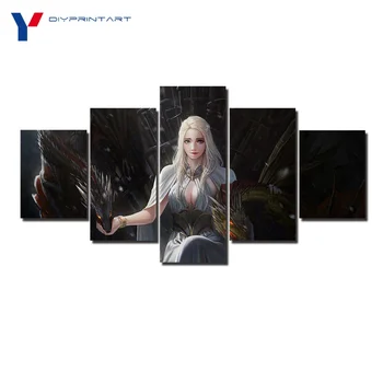 

Mother of Dragons 5 Pieces Modern Art TV Play Game of Thrones Wall Pictures for Living Room A0547