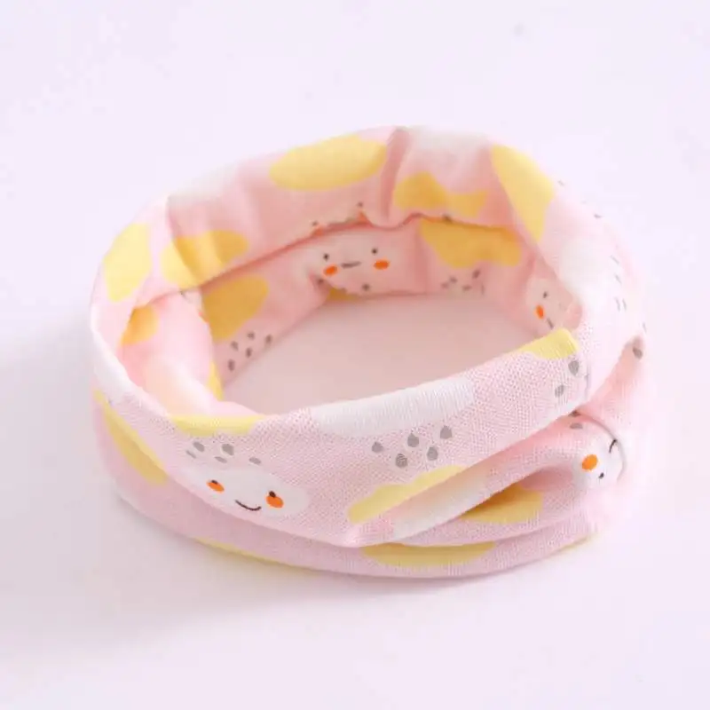 New Warm Cotton Baby Scarf Winter Autumn Baby Bibs Cute Cartoon Newborn Baby Boy Girl Scarf Collar Neck Scarf for Kids Children - Цвет: pink cloud