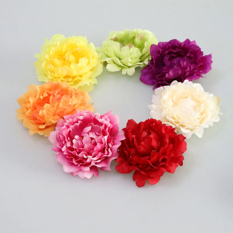 Flone 12cm Simulation Peony Flower Head Silk Flower DIY Headdress For Wedding Party Family Photography Props Decorative Art (4)