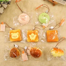 Decocase 1 шт. Kawaii японское аниме мягкий медленно поднимающийся брелок еда пекарня хлеб булочка тост медведь овца Шиба собака Телефон ремешок с подвеской