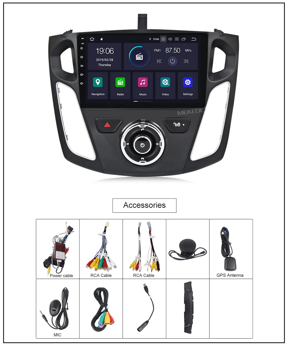 Top PX5 4GB+64GB Android 9.0 Car multimedia system radio player for Ford focus 2011-2016 with gps navigation WiFi BT DSP IPS NAVI 6