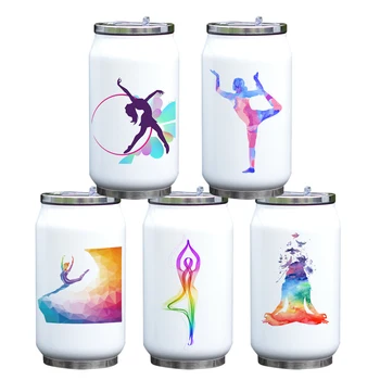 

MAYREY Yoga Printing Stainless Steel Vacuum Insulated Water Bottle | Leak-proof Double Walled Cola Shape Water Can with Nipple