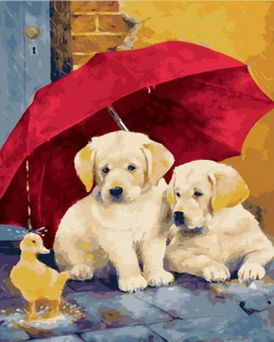 Frameless painting by numbers coloring for home decor wall canvas 4050cm dog and duck | Дом и сад