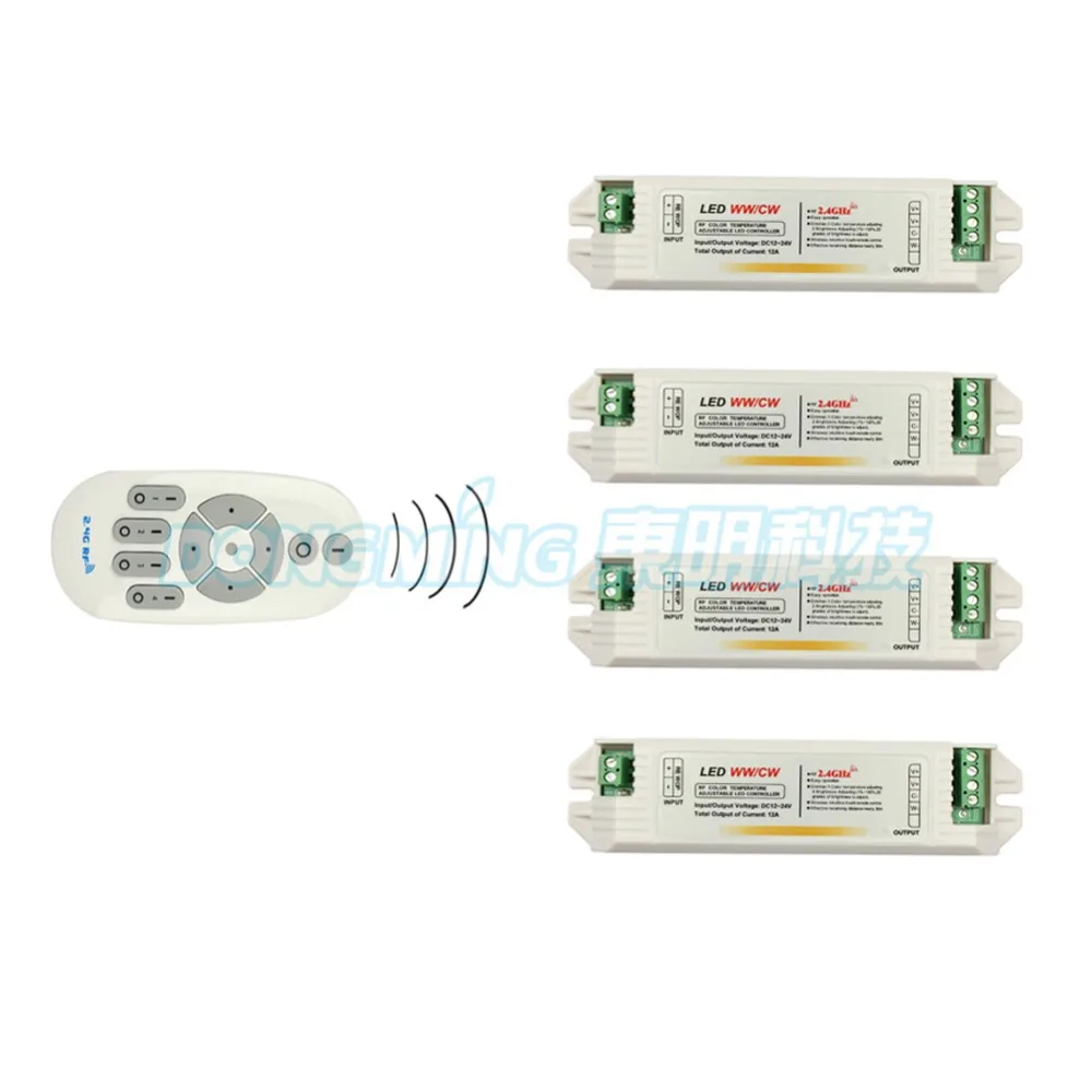 

1pcs RF Wireless Touch Panel Remote + 4pcs DC12-24V 12A 2.4g LED Controller color temperature controller for LED Light