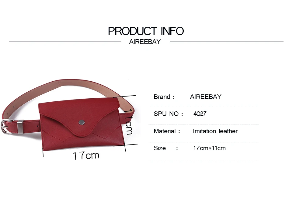 AIREEBAY бренд Женская поясная сумка модный дизайн PU кожаные поясные сумки для дам маленькие поясные сумки женские поясные сумки