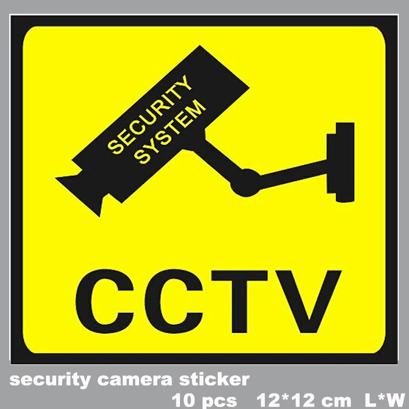 10Pcs/lot Waterproof Security Camera Sticker Warning Decal Signs For CCTV Surveillance,Fake