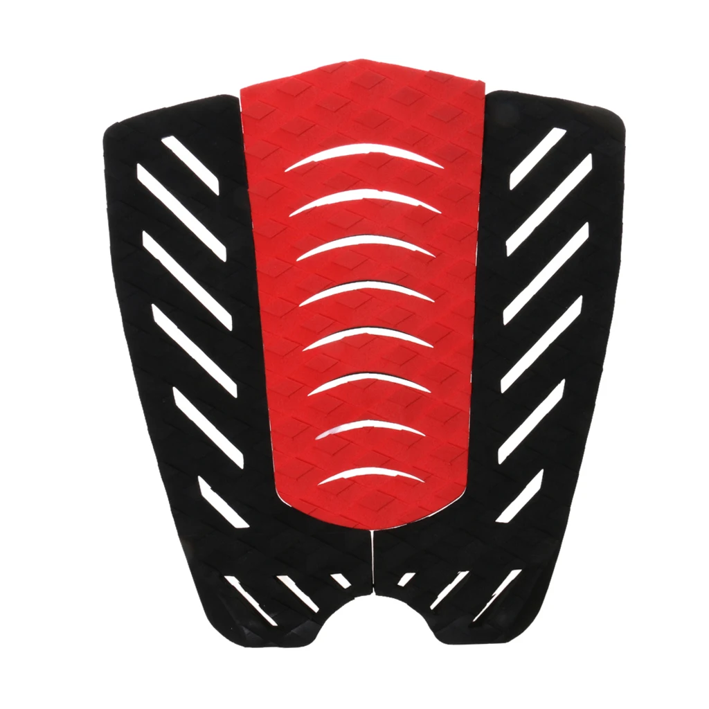 3Pcs Tail Traction Grip Pads Men Women Surfing Accessories for Surfboard Shortboard Longboard 31 x 30cm Black/Red