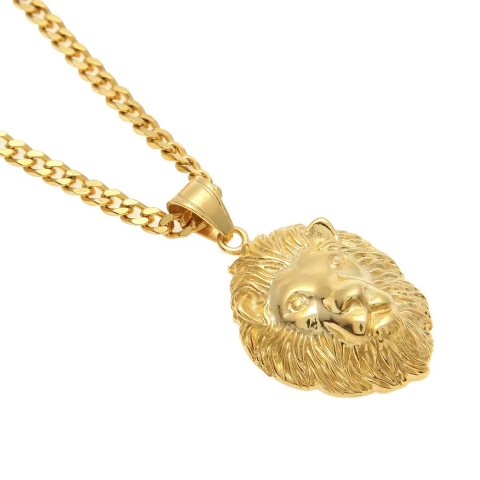 Мужской кулон с головой льва UWIN в стиле хип хоп из нержавеющей стали виде