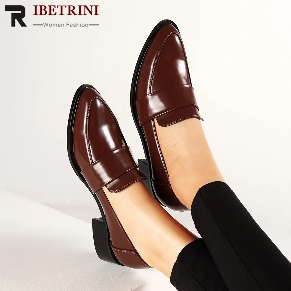 

RIBETRNI Brand New Hot 2020 Slip On Leisure Shoes Woman Pumps Female Wholesale Square Heels Casual Pumps Woman Shoes