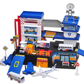 

Kids International Aviation Center Model Educational Toys For Children DIY Wheels Car Plane Building Airport Briks Boy Toy