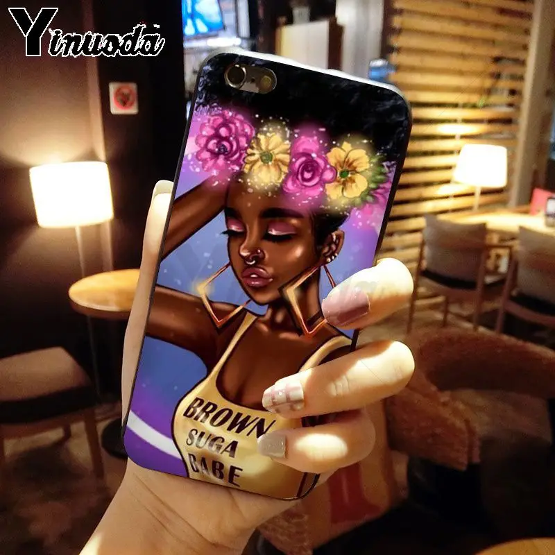 Yinuoda coque для iphone 11 11pro max funda африканская красота афро затяжки черная девочка меланин поппин узор мягкий чехол для iphone X XS MAX 8 7plus 5s 6s XR чехол - Цвет: A12