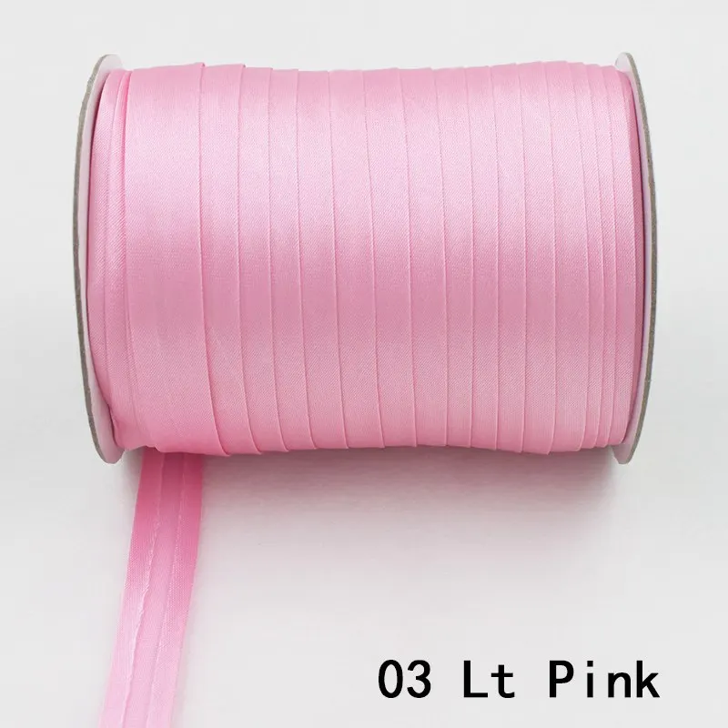 Полиэстер 5/"(15 мм) Атлас косой ленты косой связывания сплошной цвет для пошив одежды «сделай сам» и обрезки 25 ярдов/рулон - Цвет: 03  lt pink