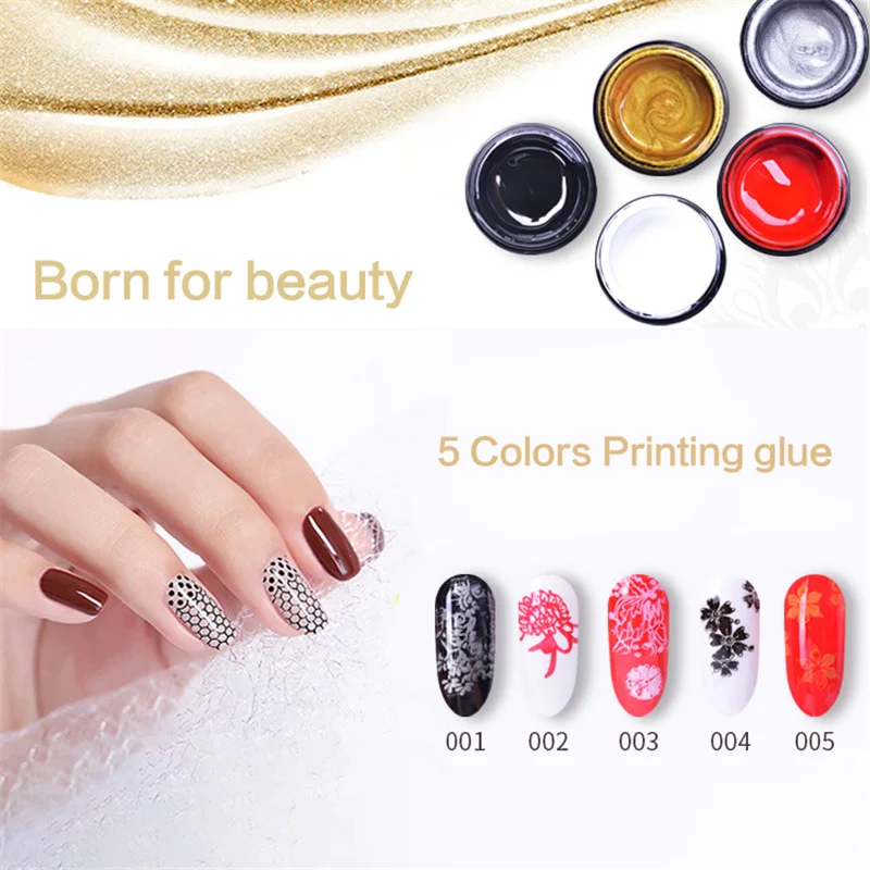 

Sloomey 2in1 Nail Art Stamping Gel 10ml Glitter Print Soak Off UV LED Lacquer Varnish For Nail Art Stamping Plate