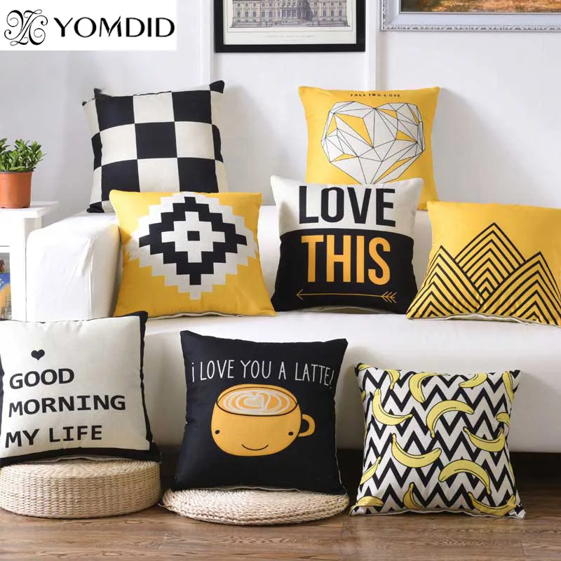 

Letter Pillow Case 45*45cm Cushion Cover Home Seat Chair Car Cushion Cover Cotton Linen Printed Geometry Pillow Cover Pillowcase