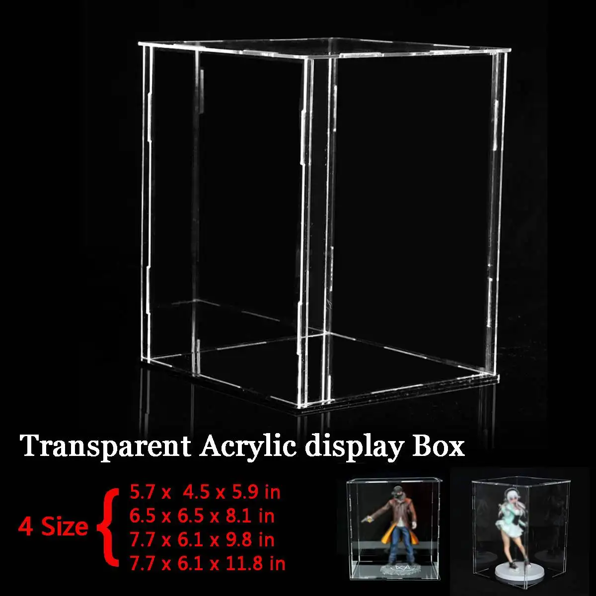 

4 Size Acrylic Display Show Box Case Cube Toy Dust proof Tray Protection Display Assembled Box Case For Children Blocks Toys