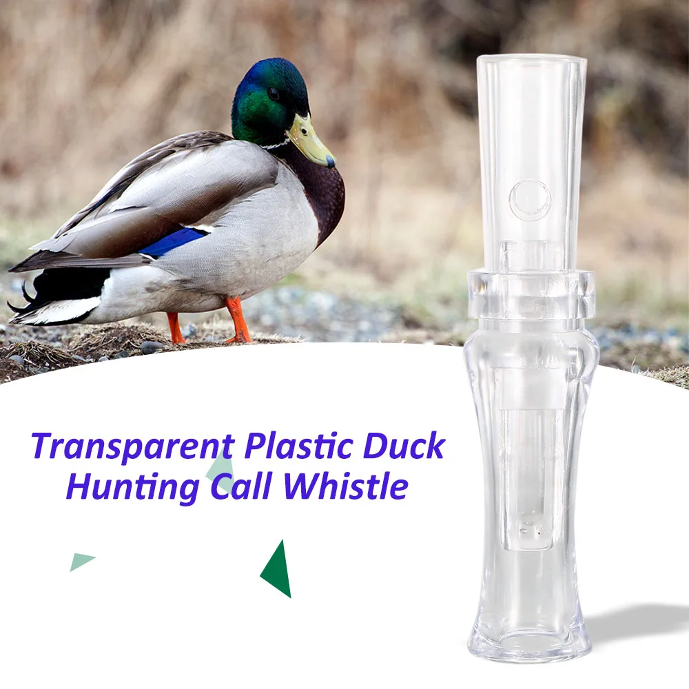 

Outdoor Sports Hunting Call Transparent Plastic Duck Hunting Call Whistle with Single Reed Hunting Calls