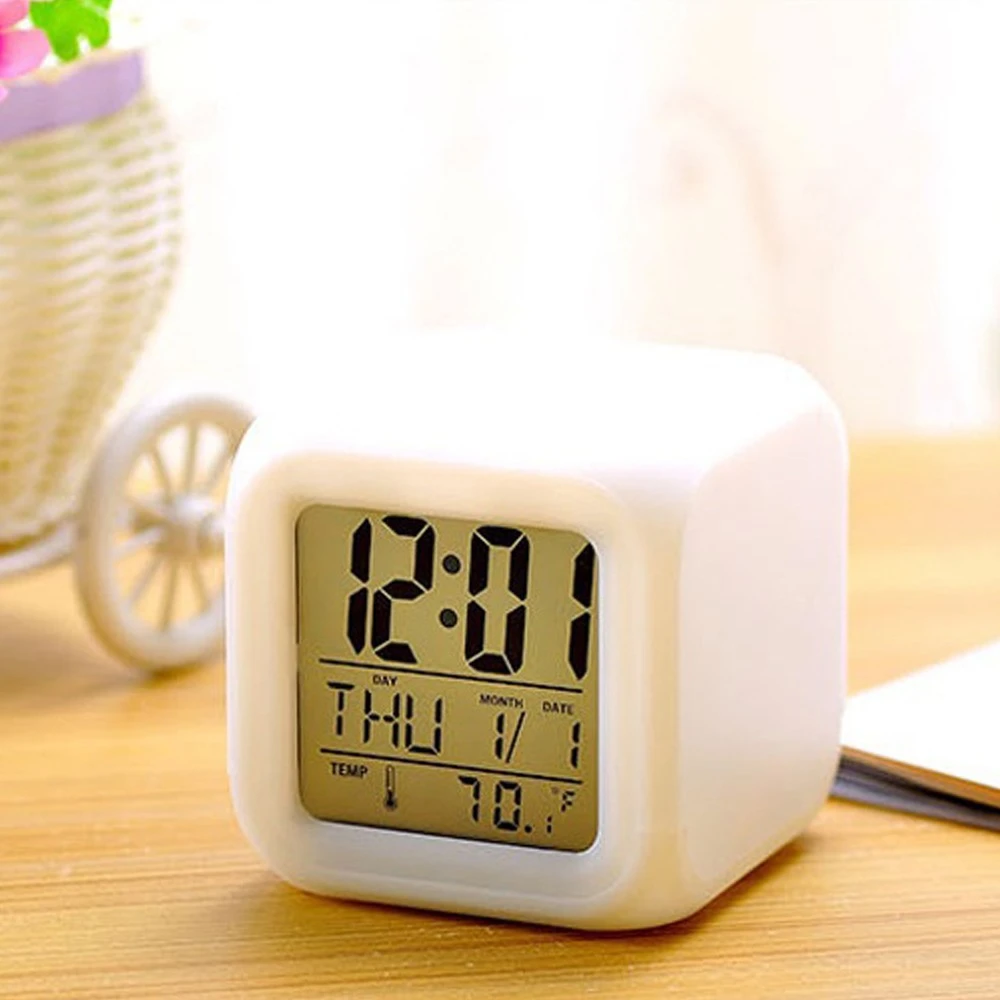 ストアー Wekity Colorful Color Changing Alarm Clock Led Square Digital With Time Temperature Date Ccfire Net