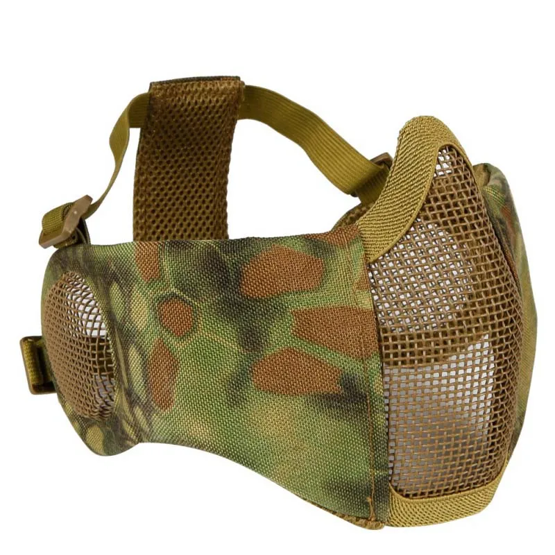 Страйкбольная тактическая защитная маска на половину лица, сетчатая Нижняя маска для лица с защитой ушей для военного пейнтбола, охоты, страйкбола - Цвет: CW