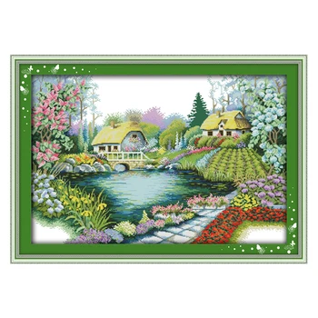 

Joy Sunday crossstitch Beautiful homeland scenery DMC14CT11CTcottonfabric livingroom dininghall restaurant home hotel painting