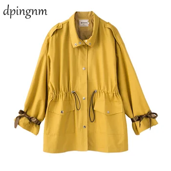 

Women Oversized Baseball Jacket with Zip Stand-up Collar Jacket with Slant Pocket Embroidery at Back Ribbed Cuffs and Hem