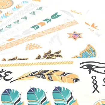 

1Pc Women Waterproof Flash Metallic Tattoo Sticker Gold Silver Henna Flower Temporary TatooTaty Design