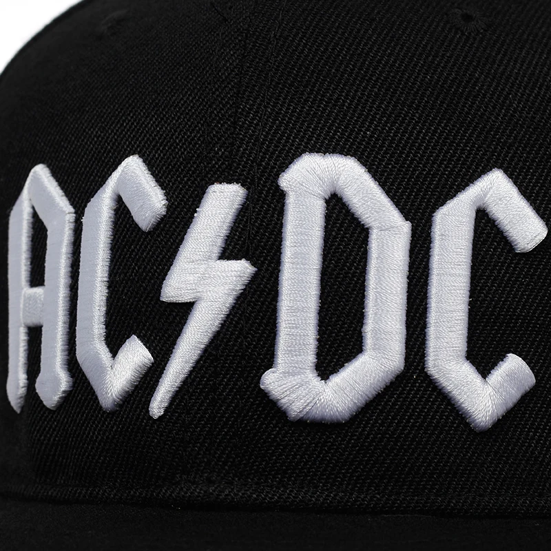 Новинка, бейсболка с вышитыми буквами AC/DC, бейсболка в стиле рок, хип-хоп, Снэпбэк кепки для мужчин и женщин, модная кепка, повседневные шляпы для диджея, рок, папы