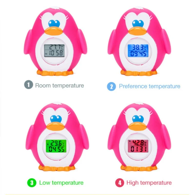 Светодиодный Дисплей Детские Пингвин воды термометр для душа светодиодный Дисплей воды термометр для душа потока воды Температурный Дисплей