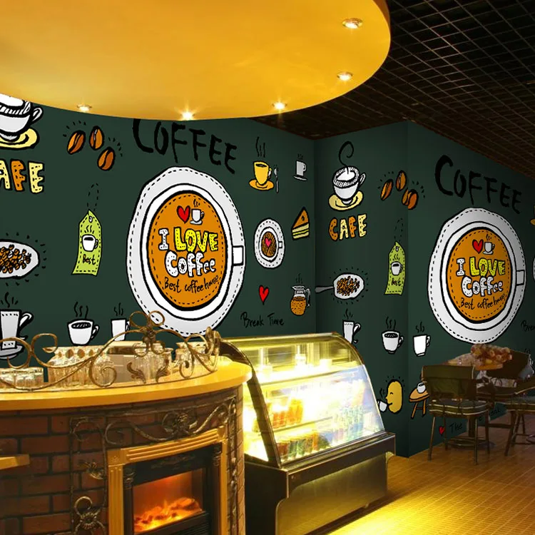 Online Buy Wholesale coffee shop wallpaper from China coffee shop