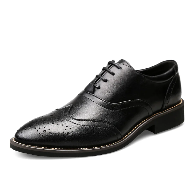 elegant shoes men genuine leather italian designer business dress male footwear luxury brand classic brogue oxford shoes for men (1)