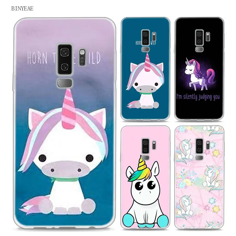 

BINYEAE Horn To Be Wild Cute Unicorn Style Clear Soft TPU Phone Cases For Samsung Galaxy S9 S8 Plus S7 S6 S5 S4 Mini Edge