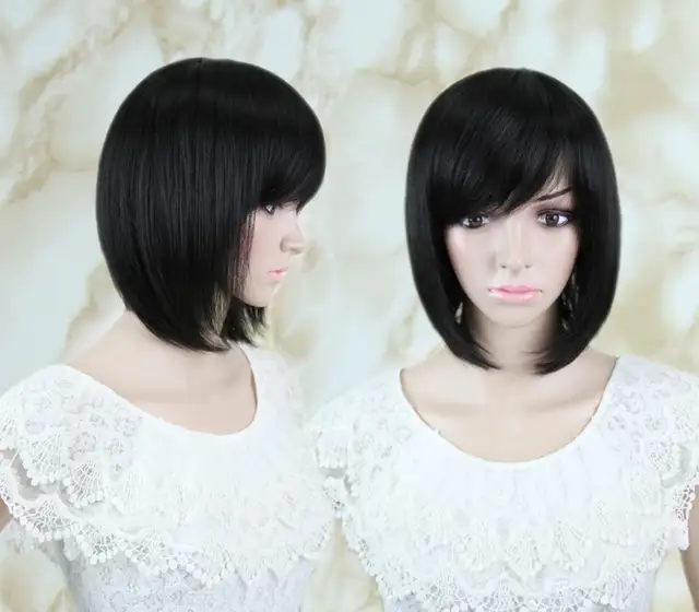 Black Short Wig Korean Style Synthetic Bob Short Afro Kinky Wavy