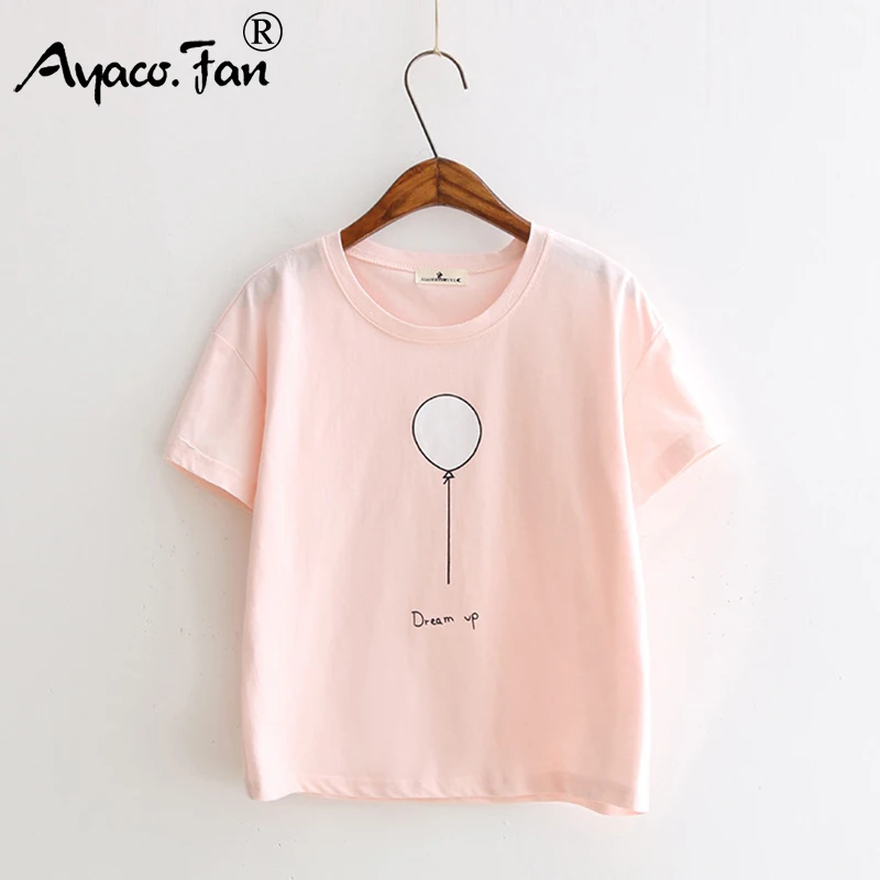 لطيف بالون طباعة تي شيرت للفتيات طالب الإناث النساء الصيف 2019 جديد بسيط س الرقبة ضئيلة قمم المحملات عارضة سيدة تي شيرت لطيف بالون طباعة تي شيرت للفتيات طالب الإناث النساء الصيف 2019 جديد بسيط س الرقبة ضئيلة قمم المحملات عارضة سيدة تي شيرت