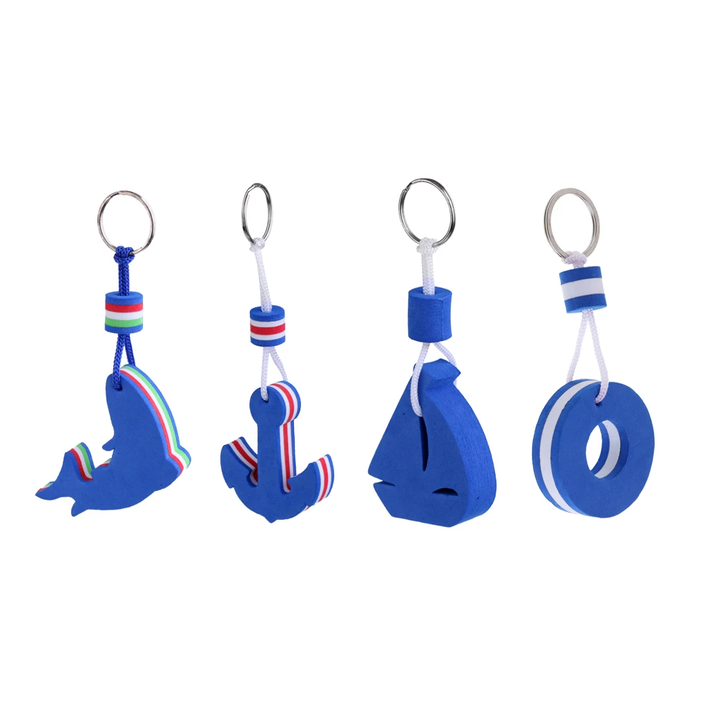 4 Pieces Marine Outboard Floating Keyring Kayak Fishing Sailing Ship Dolphi Anchor and Buoy Rowing Boats