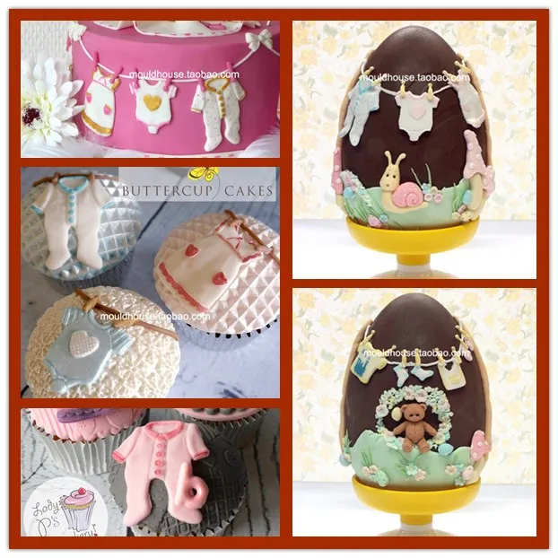 Diy baby clothes dress children bithday girl boy silicone baking sugar fondant tool cake 3D Cake Decorating Tool Cupcake Mold