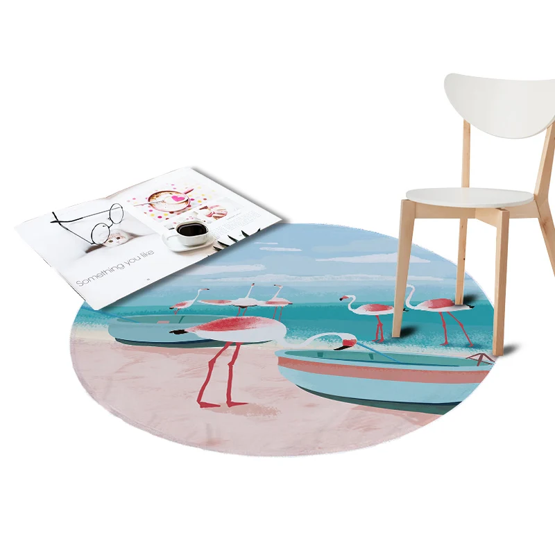 Flamingo Printed Coral Velvet Chair Floor Mat Large Round Carpet for Living Room Area Kids Bedroom Tropical Plants Outdoor Rugs Flamingo Printed Coral Velvet Chair Floor Mat Large Round Carpet for Living Room Area Kids Bedroom Tropical Plants Outdoor Rugs