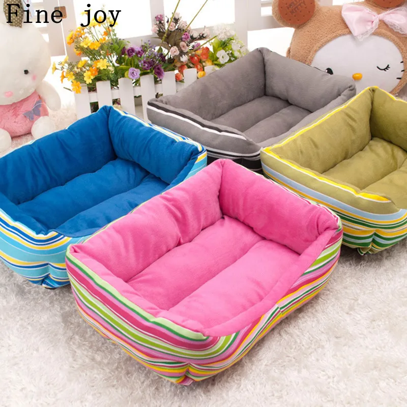 Fine joy Dog Cat Pet Bed Rainbow Soft Puppy Home House Nest Cushion