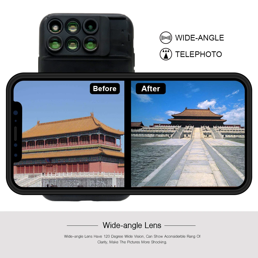 

Phone Lens for iphone xs max Protective case phone cover Professional Fisheye Wide Angle Macro Len for iphne x xr xs Dual Camera
