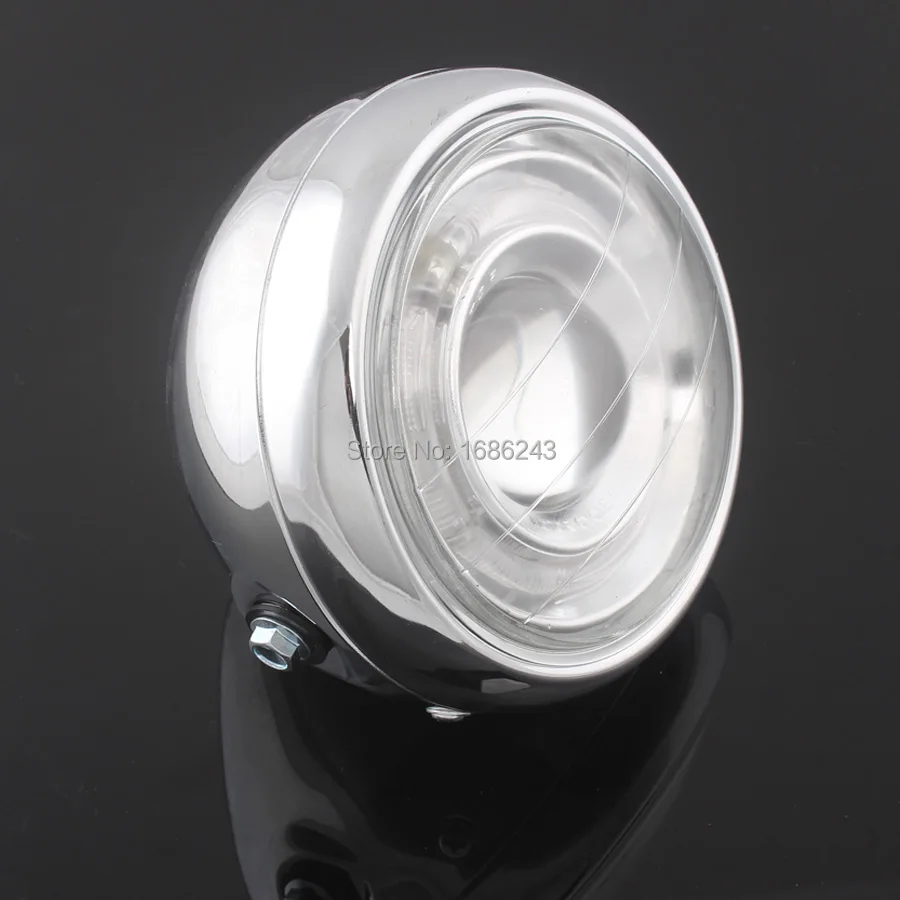 

Motorcycle 6.5" Chrome Metal Retro 12V LED Headlight Side Mount Front Lamp Fits For Cruisers Choppers Cafe racers, etc