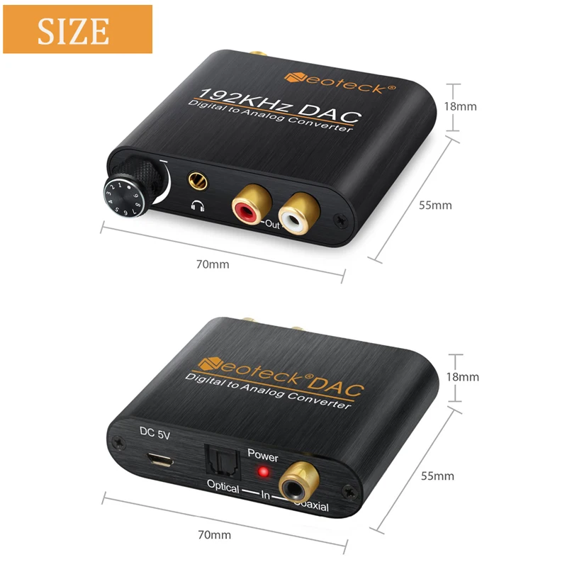 Neoteck DAC аудио преобразователь коаксиальный Оптический к RCA 2.1CH Toslink аналоговому