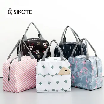 

SIKOTE Canvas Lunch Bag Portable Insulation Lunch Box for Picnic Cooler Thermal Bags for Student Women Lunch Bags Sweet Style