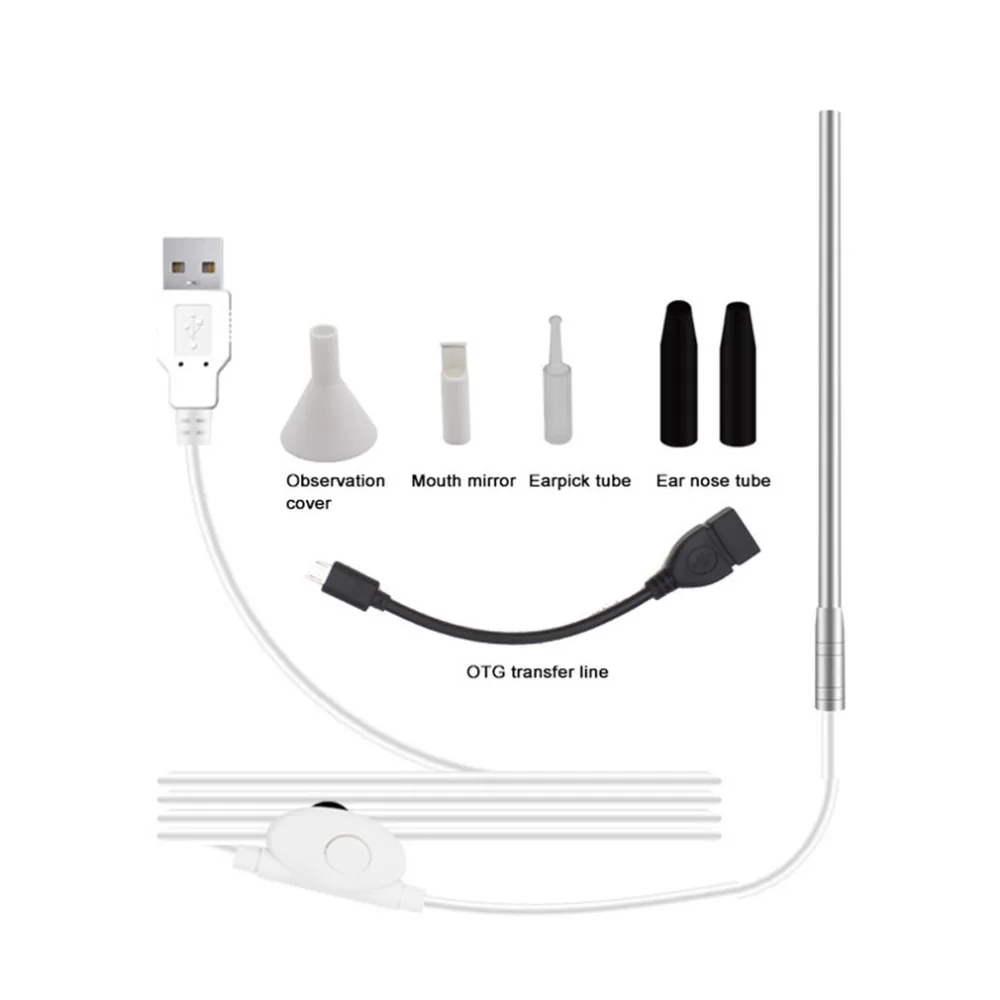 CXKST1-G49 USB Ear Cleaning Endoscope Digital Ultra Small Nose Throat Visual Spoon with 6 Adjustable LED Light | Красота и здоровье