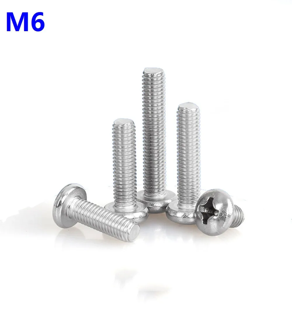 100 шт/п M6 * 6/8/10/12/14/16 Philips Винты с поперечной головкой болты гайки шестигранной