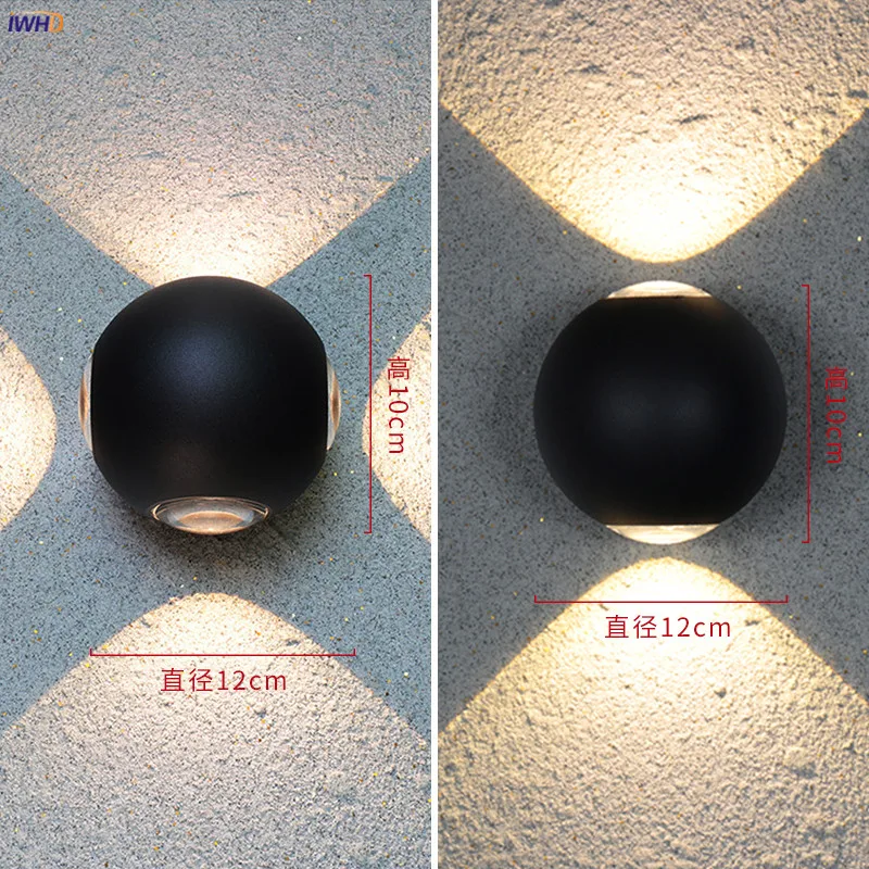 IWHD круглый алюминиевый светодиодный настенный светильник Открытый водонепроницаемый IP65 сад крыльцо балкон светильник s наружный настенный светильник
