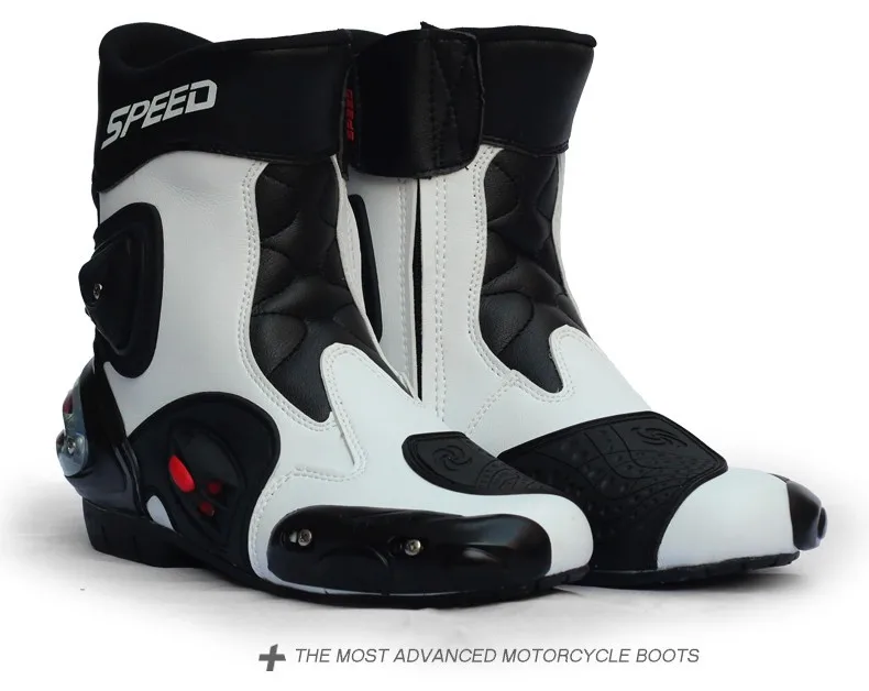 Новые скоростные ботинки для мотогонок; botas hombre; байкерские ботинки для мотокросса; кожаные ботинки из микрофибры; A004
