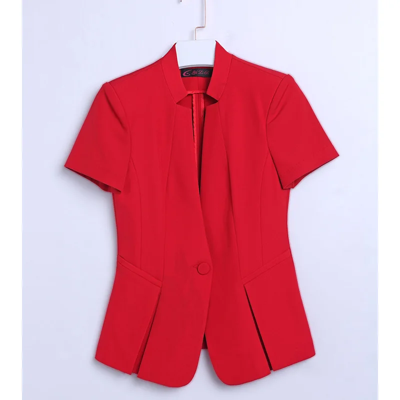 New fashion blazer women professional formal short sleeve slim jacket office ladies business work wear coat